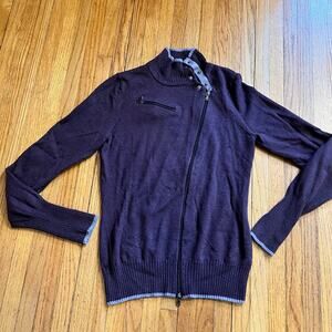 Athleta Sweater Womens Small Purple Wool Blend Asymmetrical Zip Long Sleeve